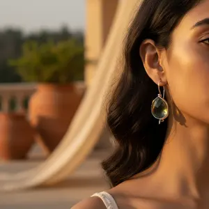 Pendientes de Plata 925 con Forma de Lágrima y Cristal de Cuarzo Limón para Mujer - Product Image 3