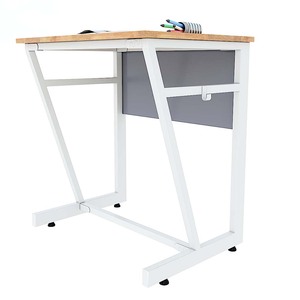 Bureau moderne pour enseignant et étudiant en bois de caoutchouc avec pieds en fer thermolaqué Victor 01 PSD008 - Product Image 1