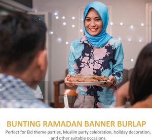 <b>Ramadan</b> Mubarak Banner Jute Burlap Eid Decoration with Moon & Star Garland Islamic Party <b>Supplies</b> Home Mosque Eid al Fitr - Product Image 4