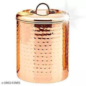 Grande boîte de conserve en aluminium martelé avec fini cuivre et argent pour une organisation et un rangement élégants dans la cuisine - Product Image 1