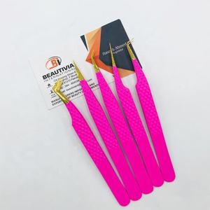 Pinzas profesionales para extensión de pestañas rosas fuertes con agarre de diamante, pinzas para pestañas de visón con punta de Plasma dorada sostenible - Product Image 2