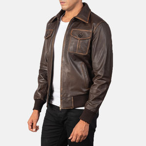 OEM personalizado Casual moda Vintage moto cremallera bordado lona chaqueta de cuero a prueba de viento transpirable Anti-UV para los hombres - Product Image 4