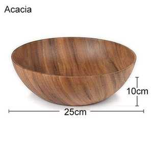 Cuenco para servir de madera de acacia natural desechable hecho a mano 10 "D X 4" H una mezcla impresionante para su mesa de comedor - Product Image 5