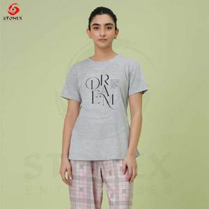 Camiseta de alta calidad 100% algodón logotipo personalizado ropa camiseta suelta para mujer - Product Image 2