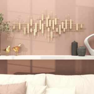 Arte de pared de Metal dorado con estilo para decoración moderna del hogar, sala de estar, dormitorio, oficina y elegante Elección de diseño interior de la India - Product Image 4