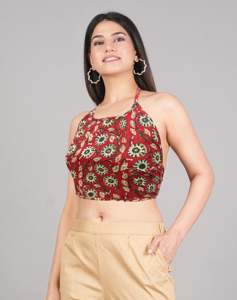 Ensemble en coton marron à motifs floraux, manches trois quarts, dos nu, col rond, taille unique, formel, été, écologique, usage quotidien - Product Image 1