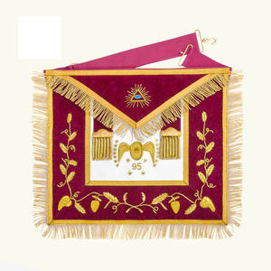 Mandil Masónico de Alta Calidad, Azul, de la Gran Logia, con Encaje Bordado, Hecho de Cuero Genuino/Tela de Terciopelo - Product Image 1