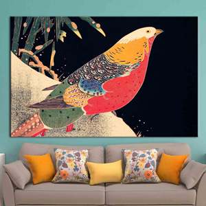 Elegante lienzo de arte japonés con diseño de pájaros - Impresión de arte animal, 1P: Enmarcado tipo galería - Product Image 1