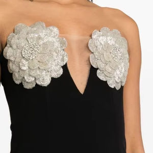 Vestidos de noche de mujer de alta calidad, elegantes, hasta el suelo, sin mangas, bordado a mano, detalles de cuentas de cristal disponibles para - Product Image 1