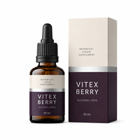 Gouttes de baies de Vitex naturelles avec mélisse et gingembre pour le soutien de la santé hormonale féminine, complément végétalien en vrac