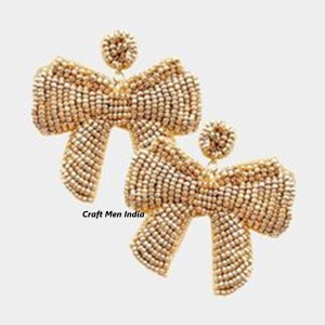 Handmade Colorful Beaded Bohemia Christian Style Imitation <b>Pearl</b> Oval Cut Flower Stud <b>Earrings</b> for Women Perfect Gift - Product Image 1
