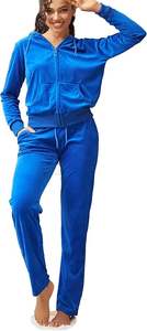 Chándal de invierno a rayas sólidas para mujer, conjunto de pantalones de chándal con cremallera transpirable, cómodo cuello con capucha, trajes de estilo Atlético - Product Image 5