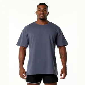 定制高品质100% 棉男士纯色空白t恤专业重量级宽松落肩超大t恤