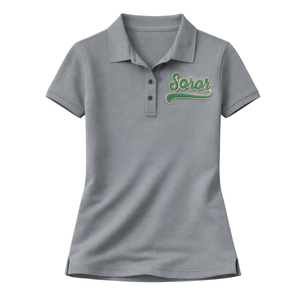 เสื้อโปโลสีเทาเหล็ก 08 สำหรับชมรมนักศึกษาหญิงกรีก สีชมพูและสีเขียว สไตล์ลำลองทันสมัย - Product Image 3