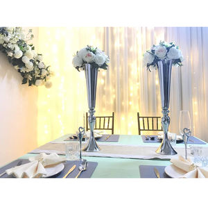 Jarrones de trompeta plateados metálicos brillantes para centros de mesa de boda soporte de flores elegante para decoración de vestíbulo - Product Image 5