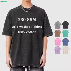 T-shirt décontracté pour homme Behram International à épaules tombantes, délavé à l'acide, séchage rapide, écologique, 230g, 100% coton, vente en gros à prix abordable - Product Image 2