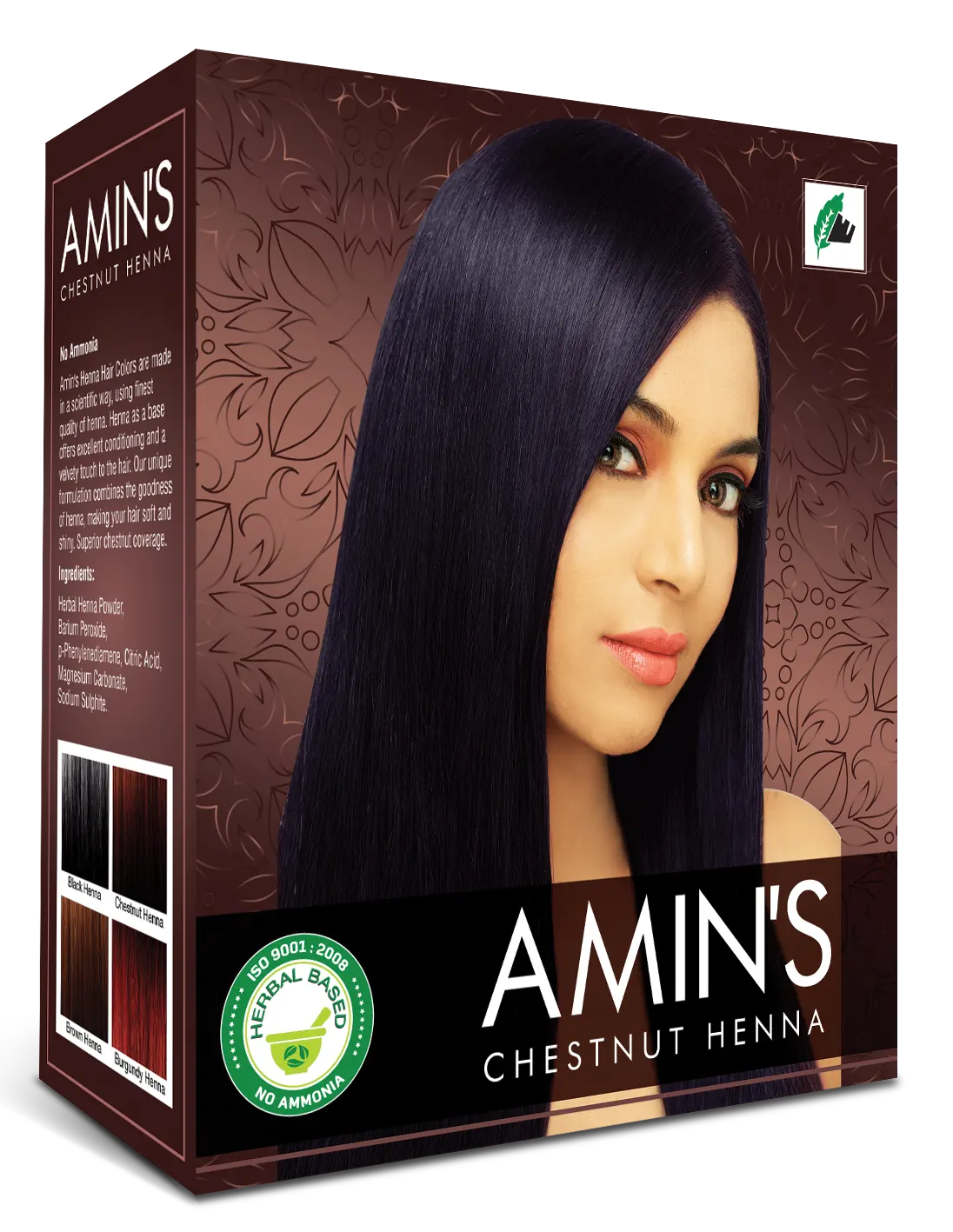 Amin's Professional Dark Brown Henna Best Indian Henna Dark Brown Hair Color No Ammonia for women and men