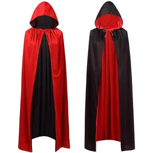 Home Mall Capa de vampiro | Capa con capucha Negro Rojo Doble cara con adulto para uniformes de disfraces de Halloween