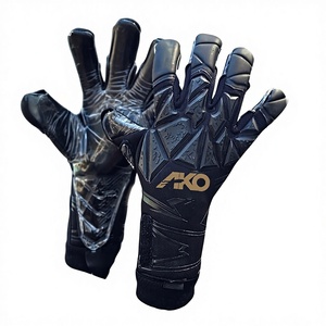 Gants de gardien de but professionnels en latex allemand, personnalisés avec logo, pour extérieur, noirs, injection 3D, OEM avec Ako - Product Image 1
