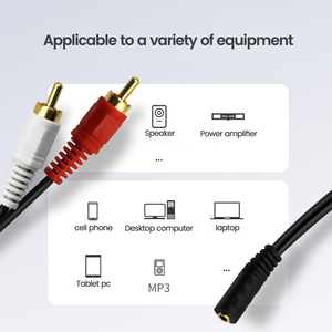 2*3.5mm RCA Mâle 3.5mm Femelle 20cm Câble Audio Coaxial Vert PVC Veste Flexible 4K pour Microphone Voiture Multiple Disponible - Product Image 3