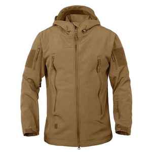 Nueva llegada al aire libre de los hombres con capucha recubierta suave Shell chaqueta impermeable transpirable a prueba de viento Casual de gran tamaño al por mayor - Product Image 1
