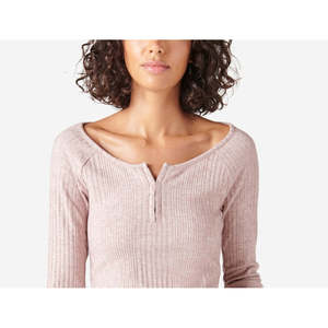 Maglia Casual da Donna Lucky Brand in Maglia a Costine con Stampa e Bottoni Decorativi, Modello Cloud Henley, Disponibile in Rosa XX-Large per Autunno ed Estate - Product Image 2