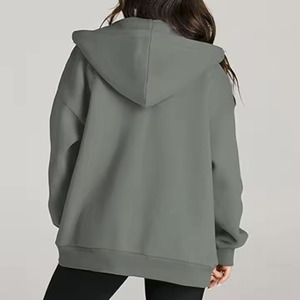 Logo personnalisé motif femmes sweats respirant doux décontracté simple fermeture éclair cordon sweats à capuche pour les femmes - Product Image 2