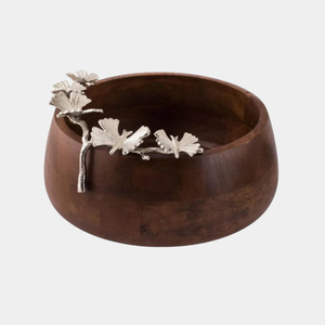 Tazón de madera de mango con diseño de Ginkgo de mariposa de lujo, tazón decorativo para mesa, ensaladera para decoración de bodas y fiestas - Product Image 2