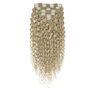 Curly Clip in <b>Hair</b> <b>Extensions</b> 3B #18a <b>Ash</b> <b>Blonde</b> 12A Brazilian Virgin Remy Human <b>Hair</b> Deep Wave Straight Style - Product Image 1
