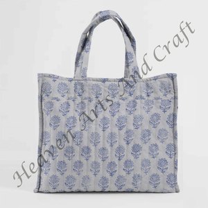 Bolsos de mano cuadrados acolchados de algodón con estampado de bloque de mano, bolso de mano indio con estampado de algodón acolchado cuadrado acolchado para playa - Product Image 4