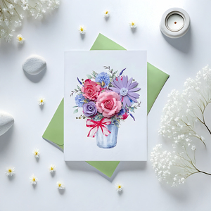 Carte-cadeau en papier du Vietnam, fleurs en quilling, fabrication artisanale avec un motif floral en relief 3D élégant - Product Image 2