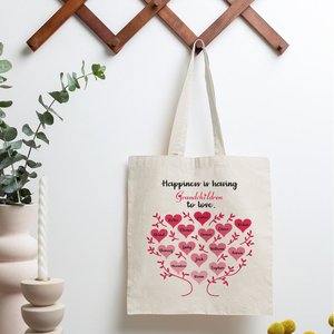 Personalized Heart-Shaped Family <b>Tree</b> Canvas <b>Bag</b> Happiness Is Having Family Love for Mother's Day & Grandparents' Day Gifts - Product Image 1