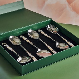 Ensemble de couverts magnifiques et uniques Tête en acier inoxydable avec poignée en marbre Cadeaux de pendaison de crémaillère - Product Image 4