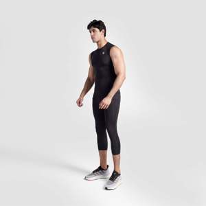 GA <b>Compression</b> 3/4 Pants (Charcoal) Slim Fit Seamless Polyester & Spandex Printed Pattern Workout Training Gym Use Logo Waist - Product Image 4