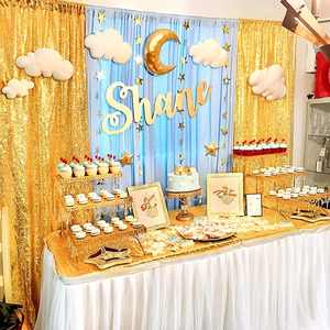 Gorgeous 1pc Golden Sequin Backdrop Curtain <strong>Any</strong> Party Birthday Anniversary Party Decor <strong>Background</strong> Cloth Decoration - Product Image 1