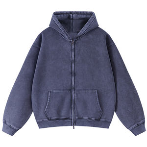 Sudaderas con Capucha y Cierre Completo para Hombre, Lisas, de Algodón 100%, Lavadas con Ácido, de Alta Calidad, Personalizadas al por Mayor - Product Image 2