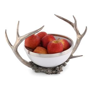 Bol de fruits/noix et collations décoratif en métal fini personnalisé de haute qualité avec support en bois de cerf - Product Image 1
