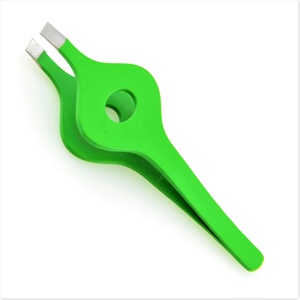 Pince à sourcils en acier inoxydable scintillante noire de 8.5cm avec bouts pointus poignée droite oblique pour l'épilation des poils incarnés - Product Image 3