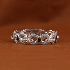 สร้อยข้อมือแบบ Infinity Link ชุบทองคำแท้ 925 ประดับเพชร VVS สี D ขนาด 13 มม. สไตล์ฮิปฮอป พร้อมสร้อยคอแบบ Cuban Link - Product Image 1