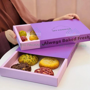 Nhà máy trực tiếp Crepe trượt hộp Khay bánh quà tặng bánh ngọt cupcake bánh rán Hot Dog giấy Bao bì hộp cookie với ngăn cửa sổ - Product Image 5