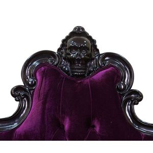 Cama Tapizada con Cabecera Tapizada, Tallada a Mano en Madera Maciza de Caoba de la Época Victoriana, con Marco Negro, Personalizable - Product Image 2