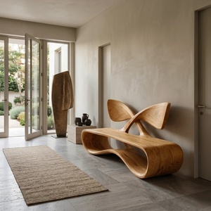 Panca Moderna in Legno Massello, Seduta Organica in Legno, Arredamento di Design Artigianale, Pezzo di Lusso per Soggiorno - Product Image 2