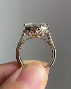 Anillo de Compromiso Vintage con Diamante Ovalado Cultivado en Laboratorio de Alta Demanda, Oro Sólido de 14K, Corte Cruzado, Joyería Fina para Mujer - Product Image 3
