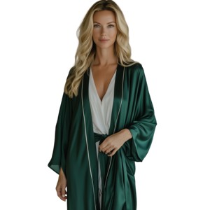 ชุดกิโมโนผ้าซาตินทอเกรด6A ลายดอกไม้หรูหราปรับแต่งได้22 25 30สีทึบปรับแต่งได้ - Product Image 1