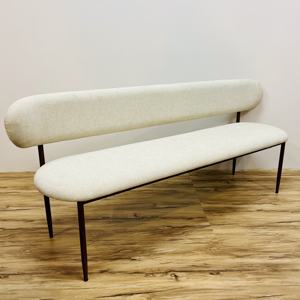 Modern Japandi Wabi-Sabi Design Durable <b>Upholstered</b> Dining Seat Bench Cotton Upholstery Metal Legs Home Commercial Use Schools - Product Image 2