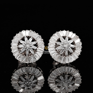 Tapered Baguette Cut VVS Clarity Lab Grown Diamonds 10Kt White Gold Stud Pendientes Unisex Iced Out Hip Hop Style - Product Image 1