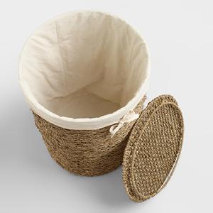 Panier à linge en rotin tressé fait main en gros, avec doublure amovible, panier à linge, collecteur, panier de rangement en jacinthe d'eau, en herbe de mer - Product Image 5