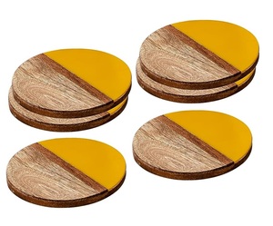 <b>Top</b> Quality Customize Square Round Epoxy Wood <b>Resin</b> Coaster With Holder Set Premium Quality Handmade Epoxy <b>Resin</b> Coaster - Product Image 3