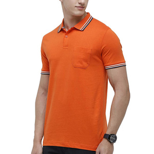 เสื้อโปโลผู้ชายแบบเข้ารูป, เสื้อโปโลผู้ชายสีส้มทรงสลิมฟิตเสื้อโปโลไซส์ใหญ่พิเศษสำหรับเด็กผู้ชาย