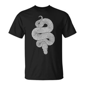 T-shirt con stampa Curling Snake Scale Art, maglietta grafica da uomo nera - Product Image 1